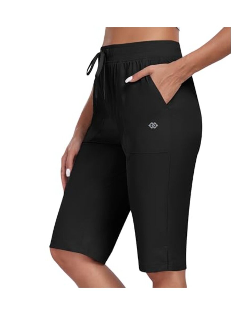 Women 13" Long Athletic Shorts 3 Pocket Quick Dry Golf Hiking Knee Length